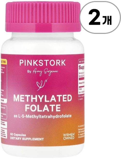 핑크 스토크 메틸화 엽산 Pink Stork Methylated Folate 60정, 2개 - 쿠팡