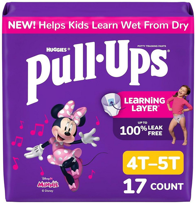 Pull-Ups 여아용 배변 트레이닝 팬츠 사이즈 3T-4T 트레이닝 속옷 (14.5-18.1kg(32-40파운드)) 20개입, 17