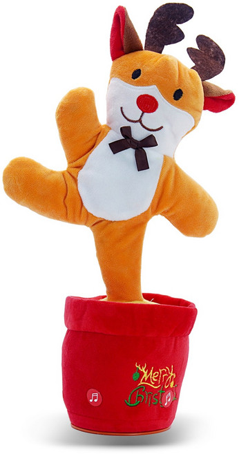 크리스마스 선인장 산타 트리 루돌프 화분인형 말 따라하는 움직이는 인형 춤추는 트리인형 댄싱트리, 1개