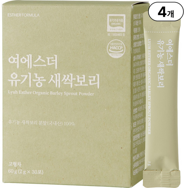 본사직영 여에스더 유기농 새싹보리 유기가공식품, 60g, 4박스