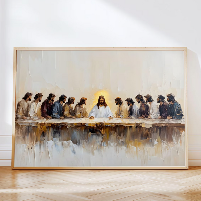 기독교 액자 최후의만찬 예수님그림 명화 캔버스 포스터, 샴페인골드