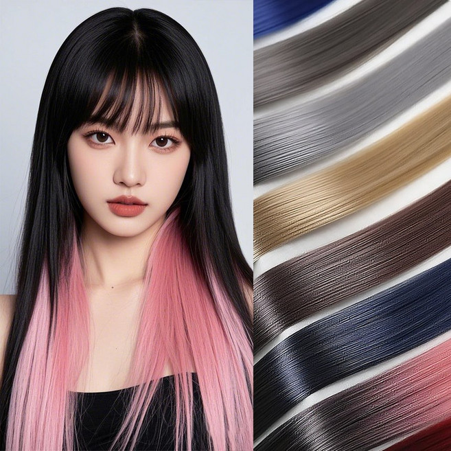 투톤 헤어브릿지 옴브레 컬러피스 부분가발 투톤브릿지, 1개, 고급형 투톤_실버그레이+고무줄