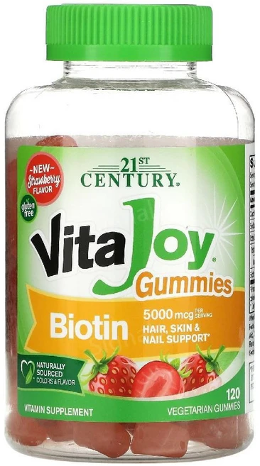 21세기 비타조이 비오틴 바이오틴 딸기맛 5000mcg 120구미젤리 비타민B Biotin, 120정, 1개 - 쿠팡