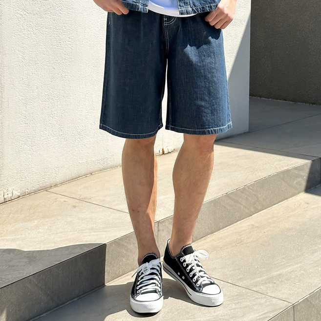 더맨쉽 와이드 소프트 버뮤다 데님 하프 팬츠 SPTCP17019