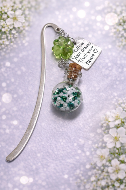 [비바블룸] 네잎클로버 책갈피 북마크 북클립 선물 금속책갈피 북홀더 투명 북스토퍼 북마커, 1개, 투명클로버