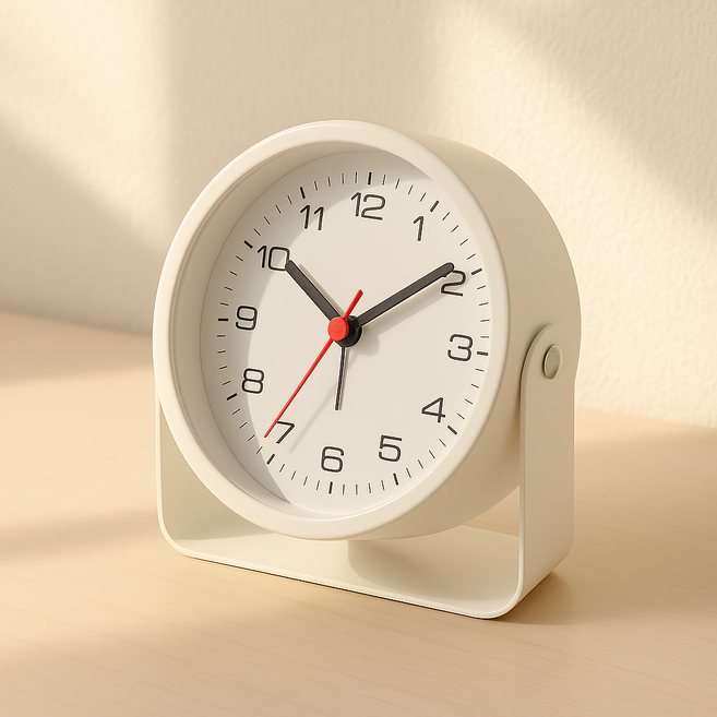 퀄스 선물추천 알람기능 무소음 탁상 시계, 화이트