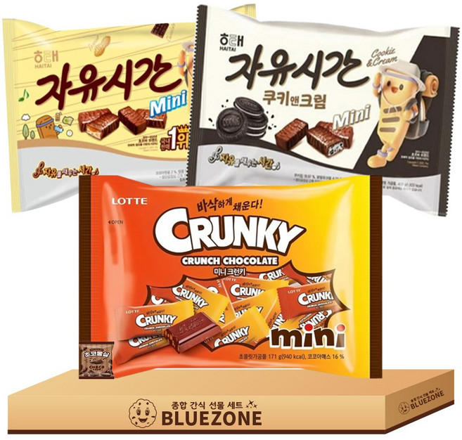 대용량 초코바 자유시간미니480g 자유시간쿠키앤크림400g 크런키미니171g, 1박스, 혼합