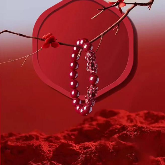 6mm 귀한 붉은 경면주사 쌍비휴 염주 팔찌 삼재 금전운 행운 소원성취 s783