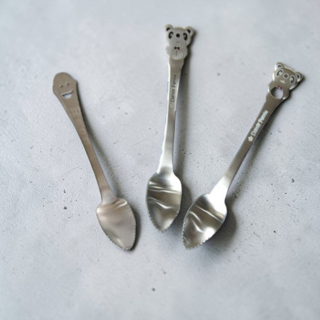 톱니모양 자몽 키위 파먹는 스푼 삽 스텐 밤 긁는 숟가락 카페 라떼 요거트, 1개, 스마일 키위스푼 실버