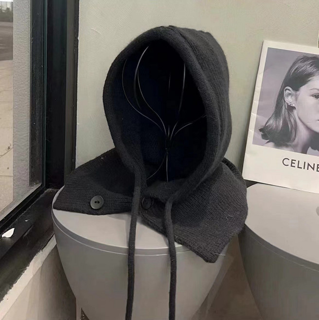 毛線帽女圍巾新款帽子圍巾一體秋冬季加厚保暖巴拉克拉法帽子