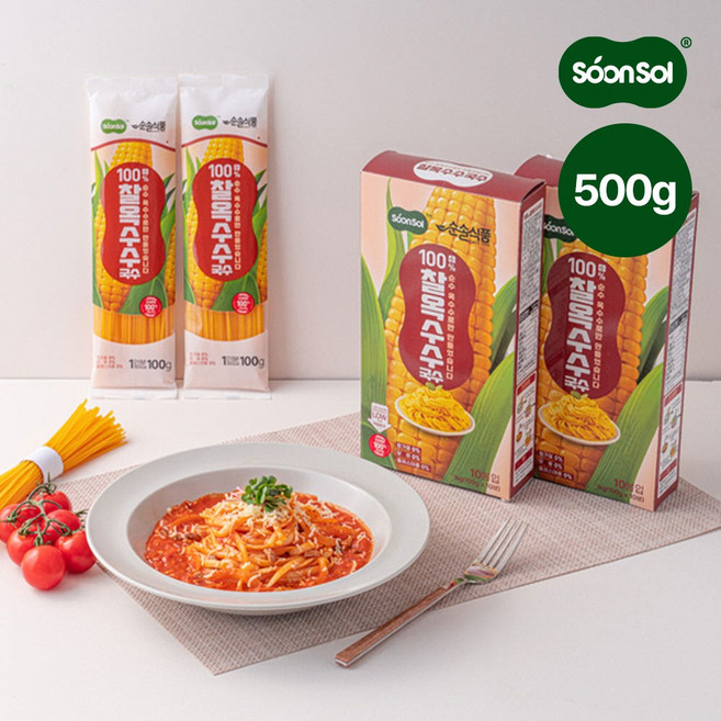 순솔 무설탕 100% 찰옥수수국수, 찰옥수수국수 100g x 5봉, 100g, 5개