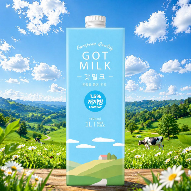 프리미엄 저지방 멸균우유, 6개, 1L