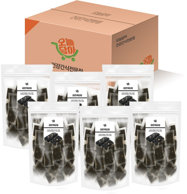 오늘담아 달지않은 검은깨강정 소포장 편리 고소 담백, 6개, 300g