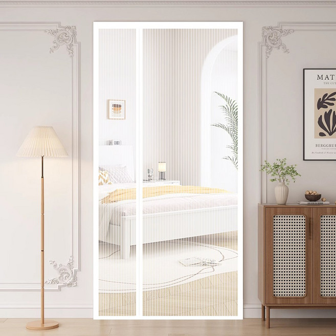 폴라도레 찢어지지 않는 사이드 도어 방충망 현관 자석 찍찍이 모기장, 2번 - 화이트(기본망)