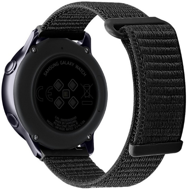 갤럭시워치액티브1 호환 나일론 스트랩 시계줄 스포츠밴드 벨크로타입, 블랙, 갤럭시워치액티브