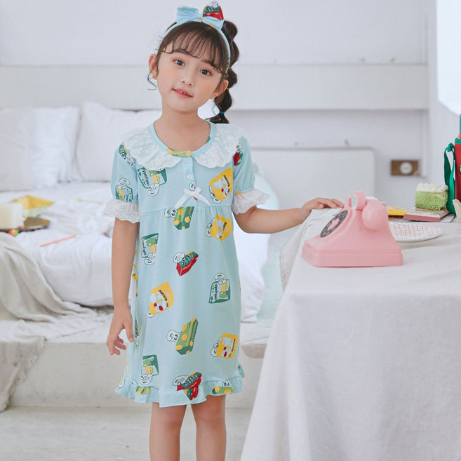 홈블리아 레이스 여름 여아 원피스 잠옷 파자마 홈웨어