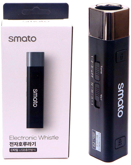 충전식 전자 호루라기 휘슬 호각 130데시벨 여성 호신용 경고음 500mah 스포츠 경기용 심판 방범 순찰 신호 교통 지휘 통제, 블랙, 1개