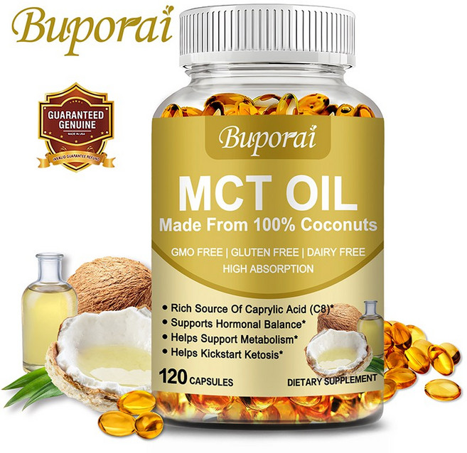 중쇄지방산(MCT 오일) - 소화가 잘 되는 지방산 - 건강한 신진대사 지원 집중력 향상 및 장 건강에 탁월, 1개, 120정