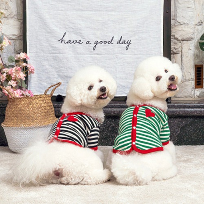 [에이미러브즈펫] 블랙라벨퍼피 하트 가디건 (블랙 그린), 블랙, 1개