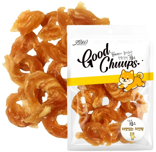 굿츕스 강아지간식 육포 강아지껌 개껌 강아지훈련용간식 노즈워크간식 보양식, 치킨, 160g, 3개 - 쿠팡
