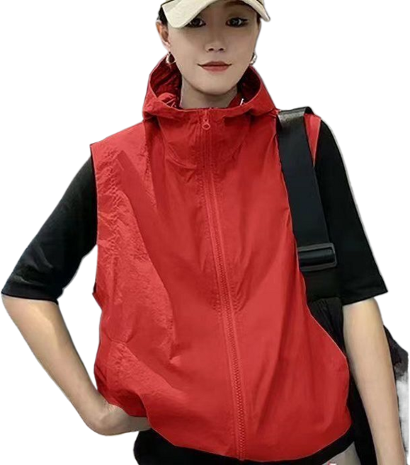 여성용 여름 후드 조끼 루즈핏 경량점퍼 바람막이 M-4XL 뉴타임즈 U443N131