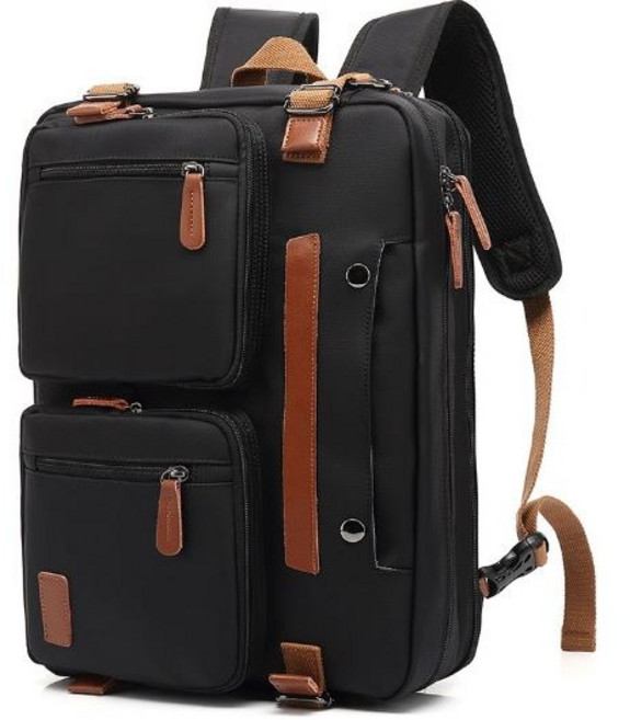 스마일유 백팩겸 크로스백 노트북 가방, 블랙, 1개