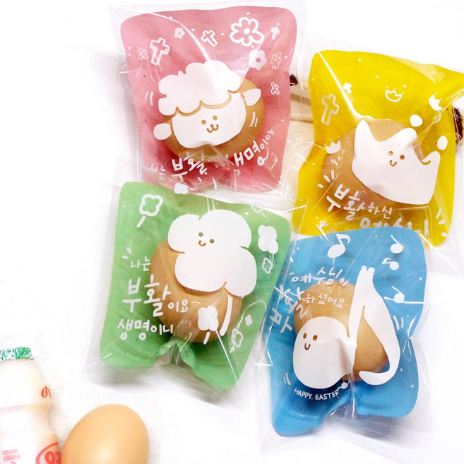 부활절 달걀 1구 접착비닐 (100개 4종set)_BF, 100개, 1개