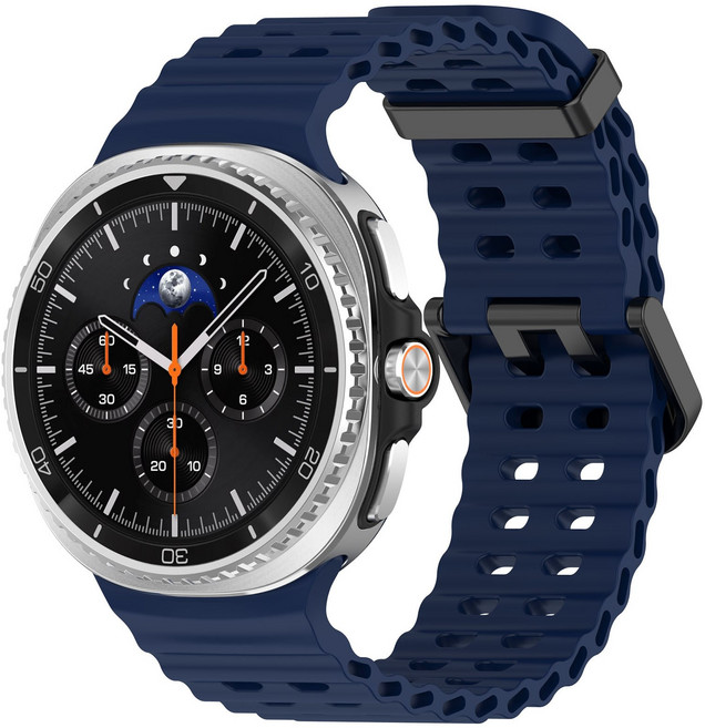 밴드톡 갤럭시워치8 호환 40/44/46MM 마린 물결무늬 스포츠 실리콘 스트랩, 미드나잇블루