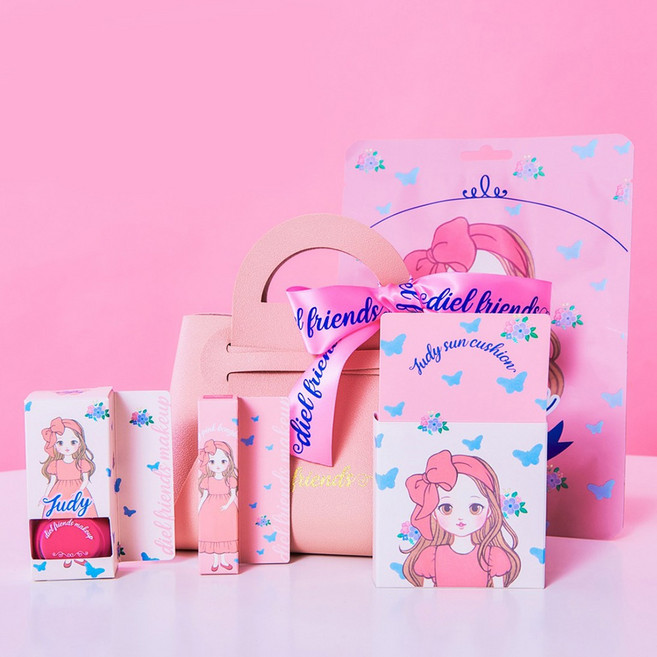 디엘프렌즈 레더백 실속세트 어린이메이크업세트 키즈메이크업, 1세트, 핑크