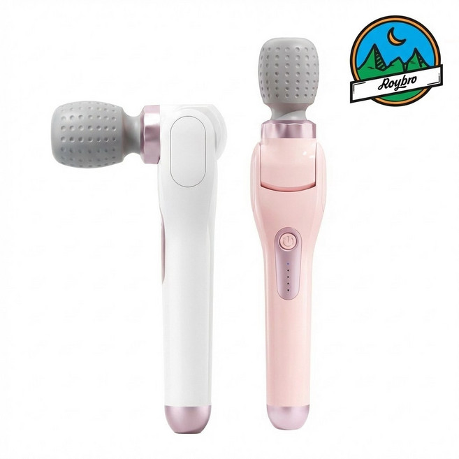 Roybro 로이브로 MKN-02 180도 꺽임 강력 마사지기 핸디형 5단 모드 강력 진동 마사지기, 핑크