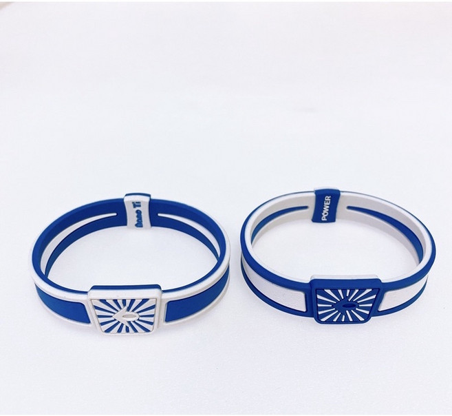 奈米鈦寶 原力能量手圈 運動手環 藍配白色 L號 雙面設計, 藍配白色,L, 1個
