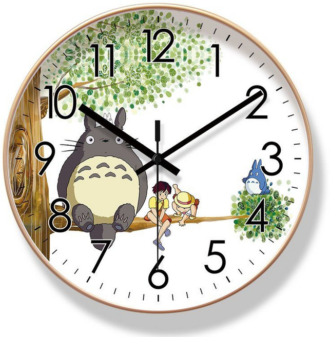 지브리 이웃집 토토로 시계 무소음 아이방 캐릭터 예쁜 벽시계, 10인치, 기본모델-쿼츠시계  6882-B 골드