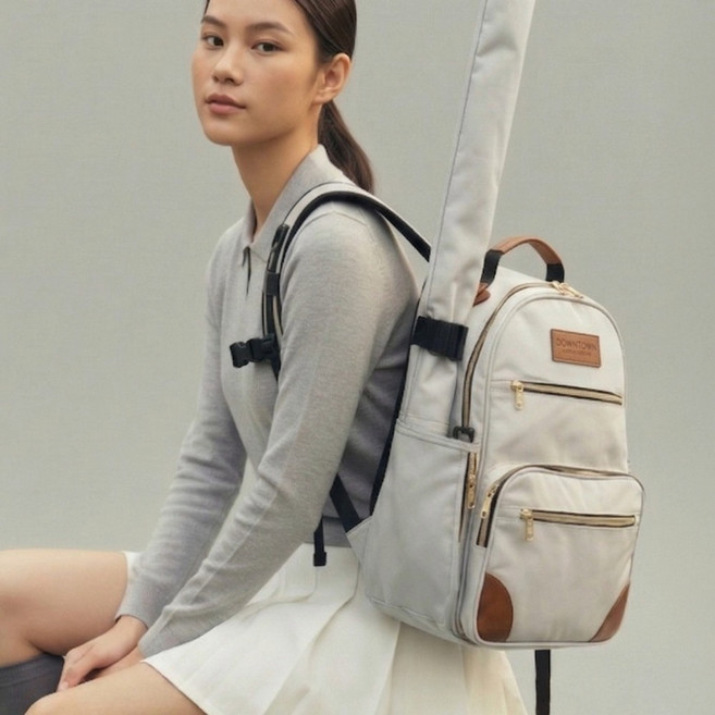 국내제작 다운타운 프리미엄 샤프트 보호 파크골프 백팩 파크골프채 하프백 가방 배낭 PGB04, Beige_PGB04