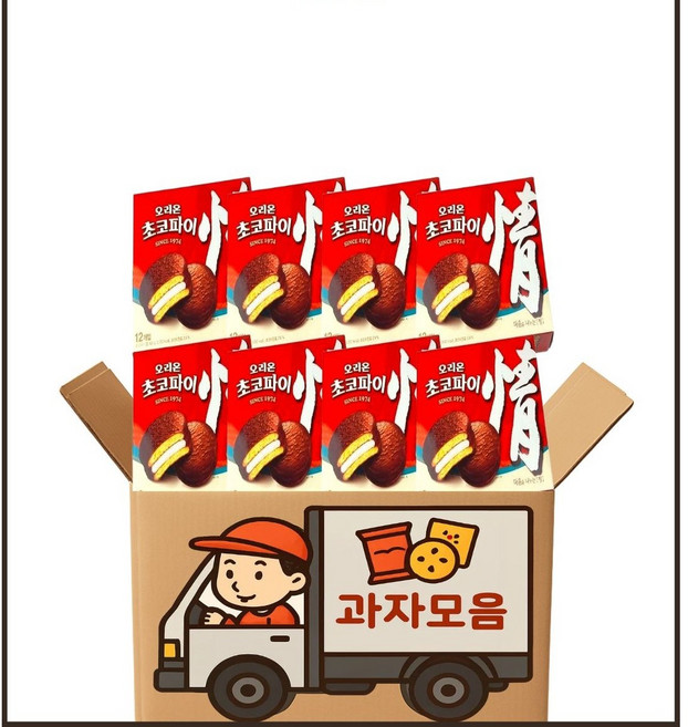 오리온 초코파이 정 12입 468g x 8개입 (1박스) 대용량 사무실 탕비실 군부대 간식