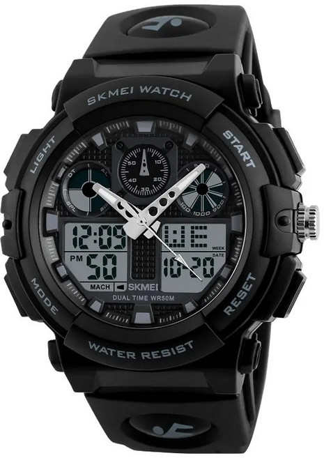 SKM Dual 멀티디지털아날로그 JAPAN 무브먼트 LED라이트 우레탄밴드 손목시계