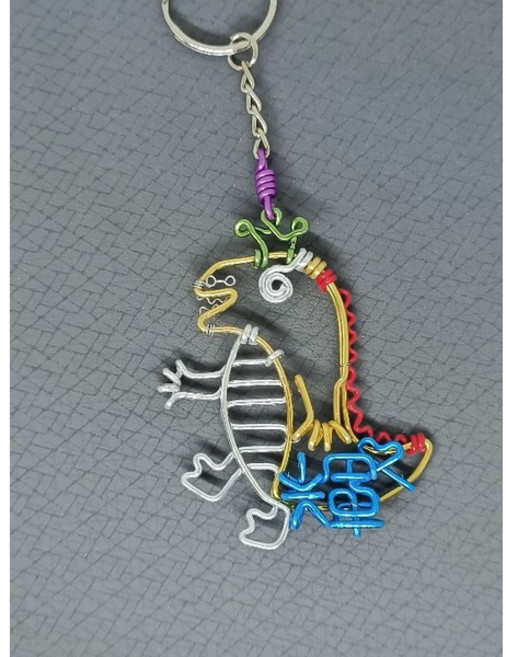 姓名吊飾鑰匙圈 鋁線折字 恐龍dinosaur 龍dragon, 1個