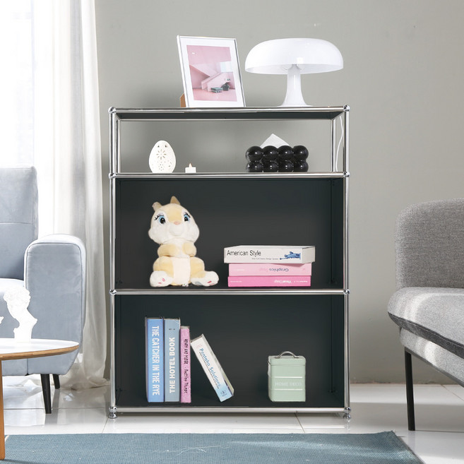 이가페 미드센츄리 모듈가구 모노 1x3 투플로어 오픈장, 블랙