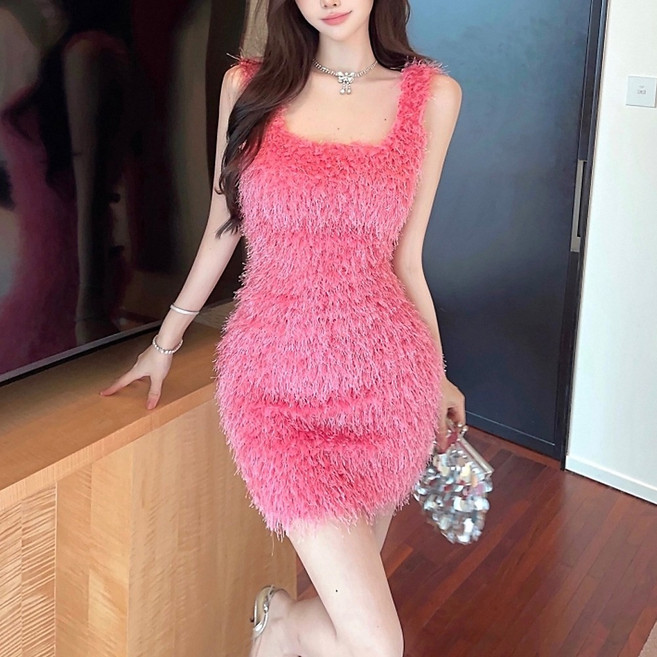 글램디브 젤리렌 파티 스퀘어넥 H라인 미니원피스 AA1872