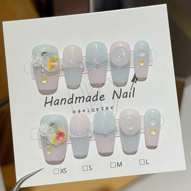 純手工穿戴甲 贈送五配件 非機器甲 指甲貼片 H4, 1個, H067-中T-L碼長約2公分