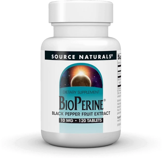Source Naturals BioPerine 소스 내츄럴스 바이오페린 블랙페퍼 후르츠 추출물 10mg 120정 2팩, 2개 - 쿠팡