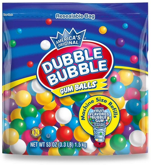 Dubble Bubble Gum Balls 더블 버블 껌 볼 과일 맛 1.5kg, 1개
