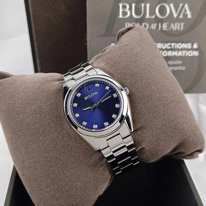 [Bulova] 부로바 서베이어 96P229 다이아몬드 블루 다이얼 쿼츠 스테인리스 여성용 시계