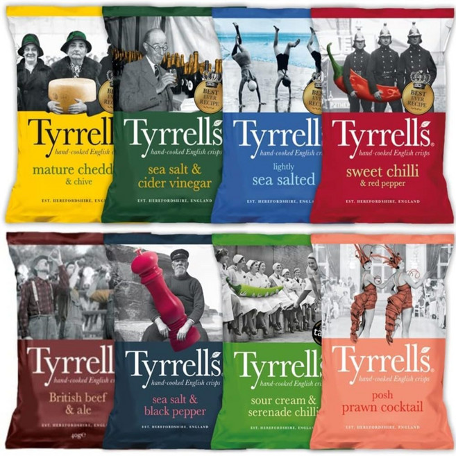 40G 7가지맛 24팩 티렐스 크리스프스 믹스드 케이스 감자칩 Tyrrells