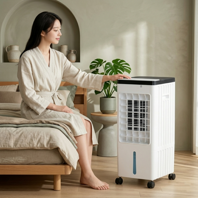 EXTEDRG 냉풍기 이동식 에어컨 에어쿨러 8L 대용량 가정용 냉풍기 저소음 절전형 강력냉풍 사무실 원룸, ZWN-102