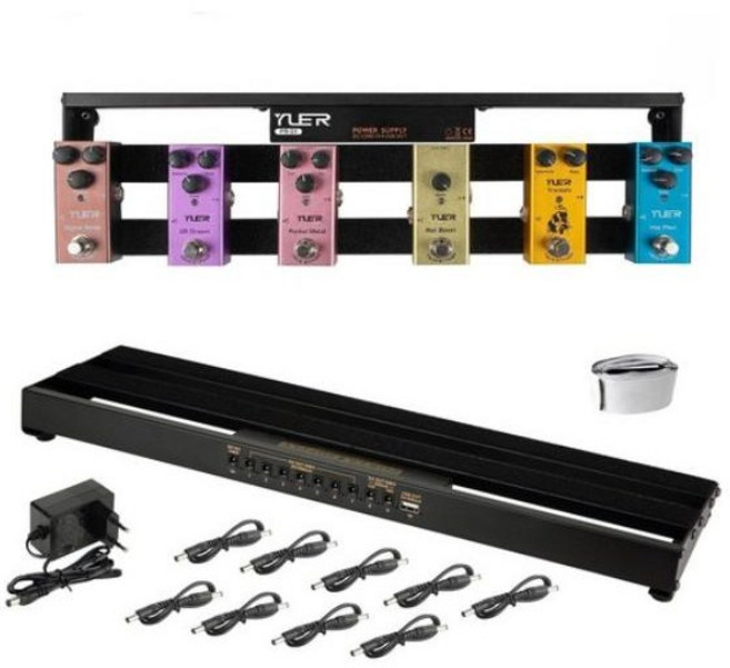 전원 공급 장치가 내장된 기타 페달보드 알루미늄 합금 1.8파운드 경량 페달 휴대용 가방 기타 페달 케이블 벨보드, 1개