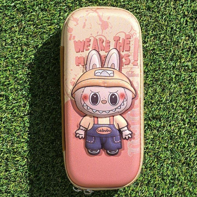 라부부 하드케이스 입체 필통 대용량, 1개, 베이지