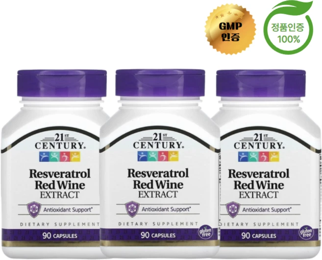 2+1 21st Century 레스베라트롤 레드 와인 추출물 90정, 3개 - 쿠팡