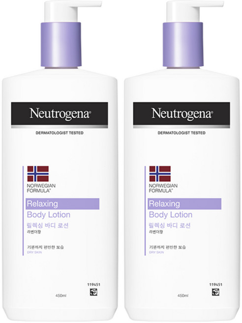 뉴트로지나 릴랙싱 바디 로션 라벤더향, 450ml, 2개