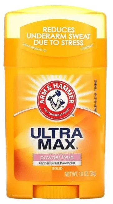 Arm & Hammer UltraMax 고형 땀 억제 데오드란트 남성용 파우더 프레시 28g (1oz), 1개 - 쿠팡