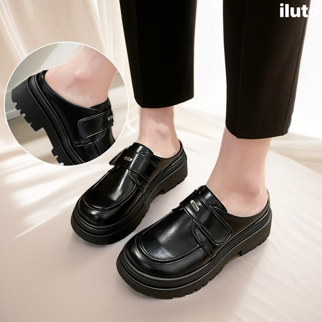 일루토 키높이 통굽 워커 뮬 블로퍼